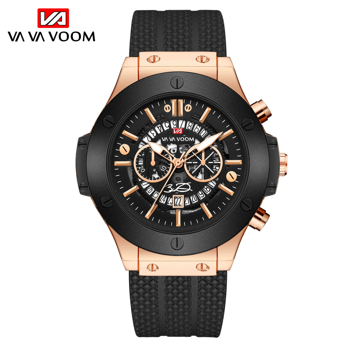Vava Voom® Men's Quartz Luxury Sports Silicone Strap Watch