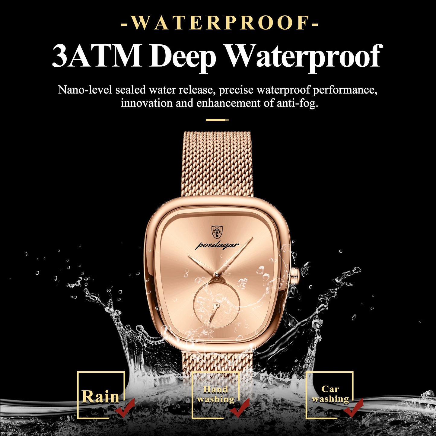 POEDAGAR® Luxury Woman Stainless Steel Quartz Mesh Watch