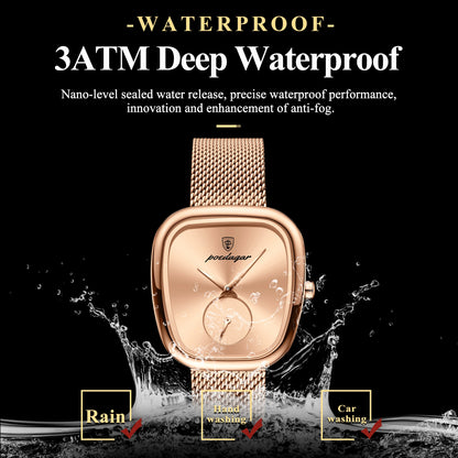 POEDAGAR® Luxury Woman Stainless Steel Quartz Mesh Watch
