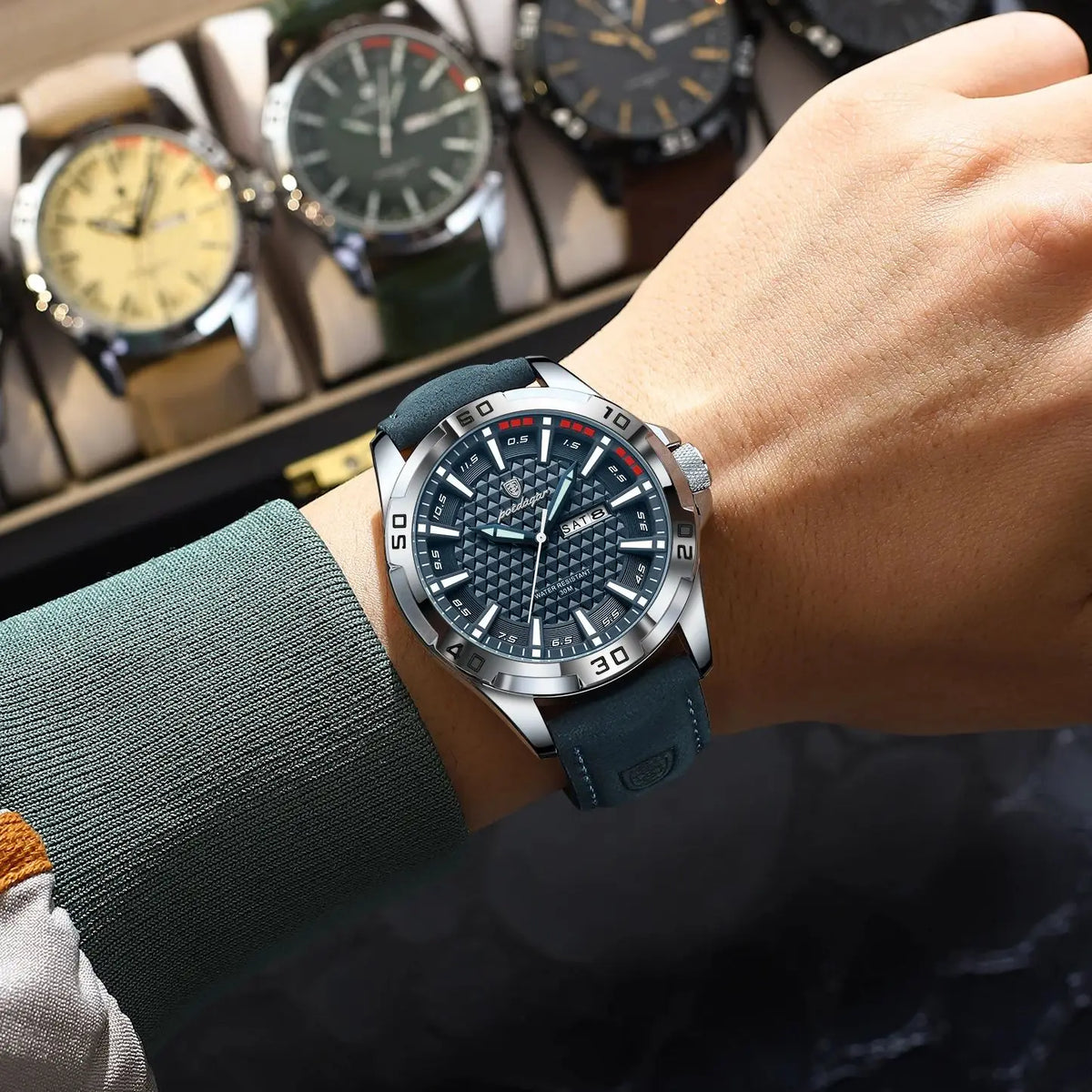POEDAGAR® Men's luxury Interceptor Quartz Chronograph Casual Watch