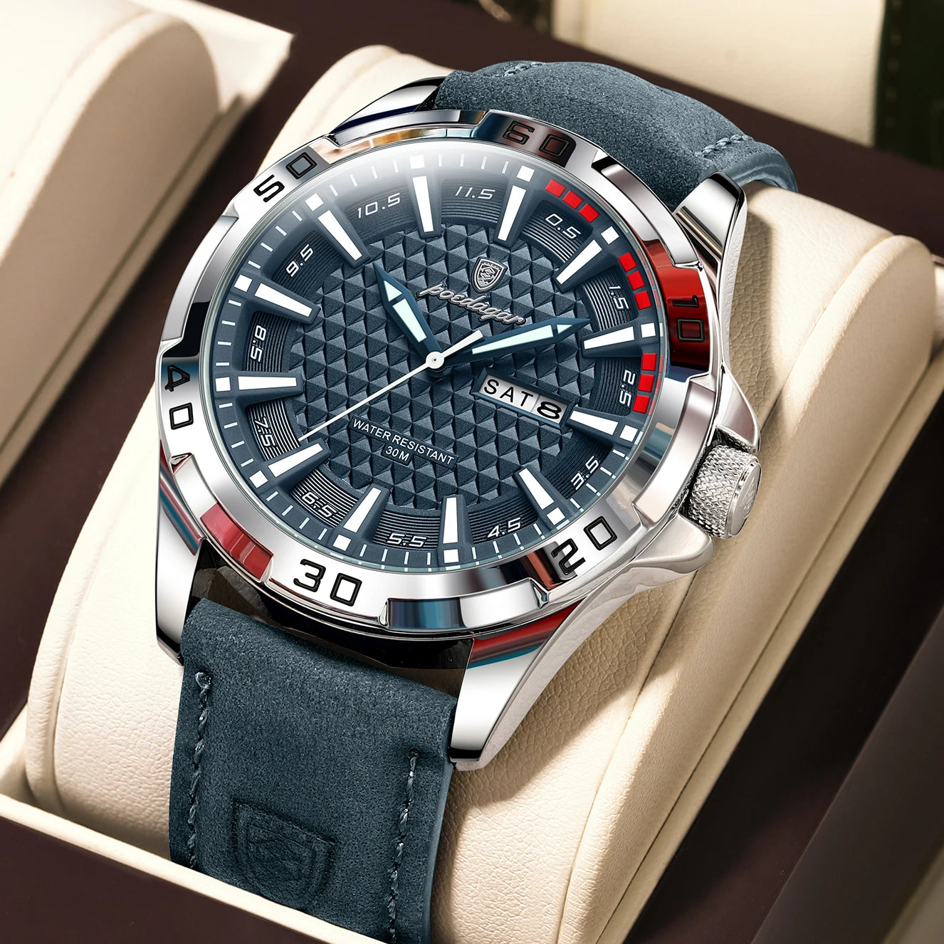 POEDAGAR® Men's luxury Interceptor Quartz Chronograph Casual Watch