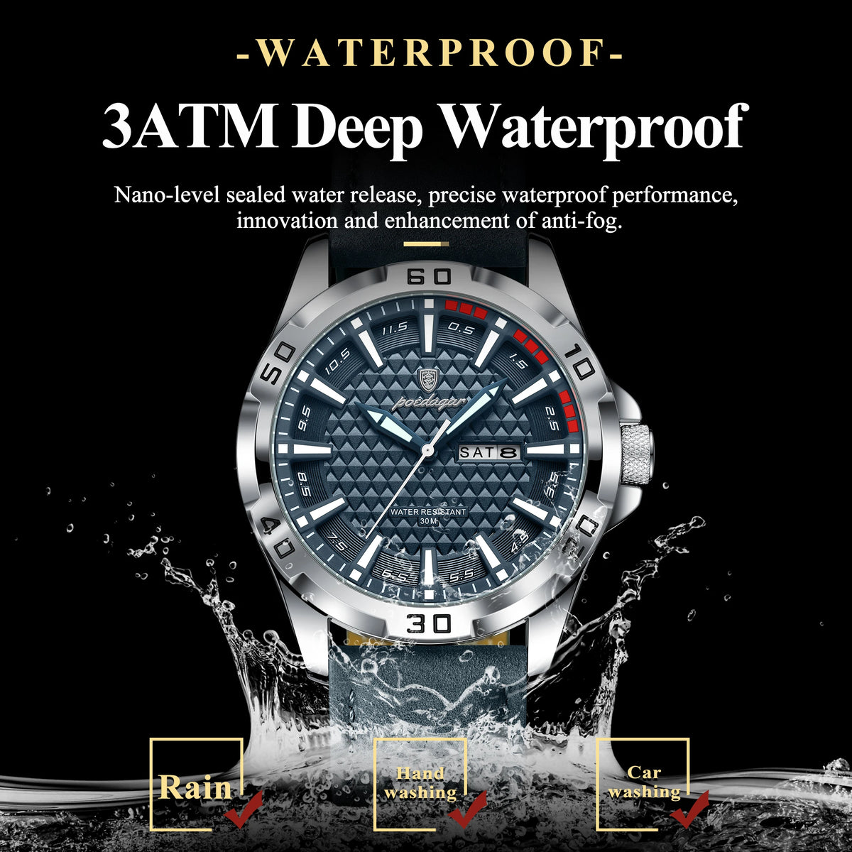 POEDAGAR® Men's luxury Interceptor Quartz Chronograph Casual Watch