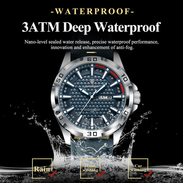 POEDAGAR® Men's luxury Interceptor Quartz Chronograph Casual Watch