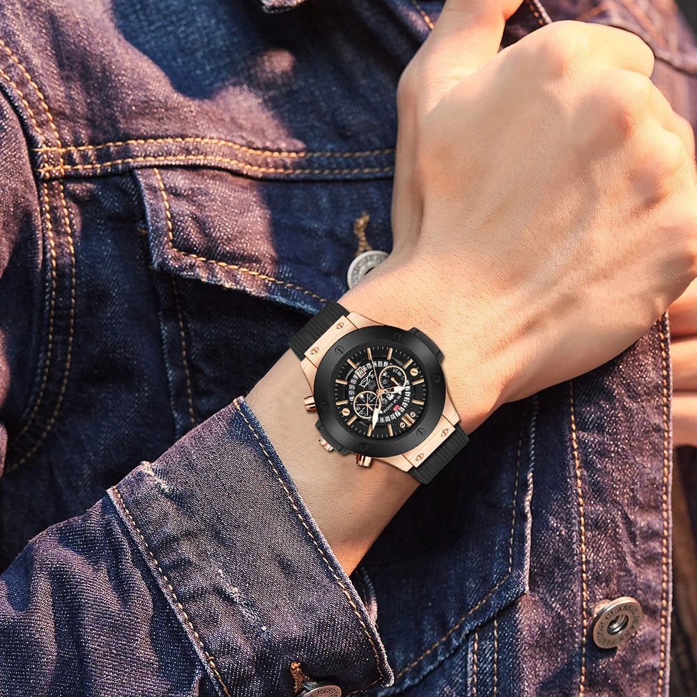 Vava Voom® Men's Quartz Luxury Sports Silicone Strap Watch