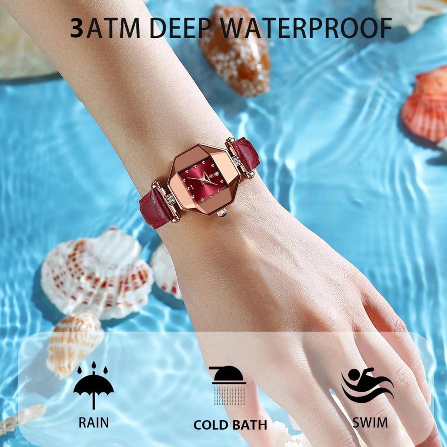 POEDAGAR® Royal And Elegant Quartz Leather Waterproof Watch For Women