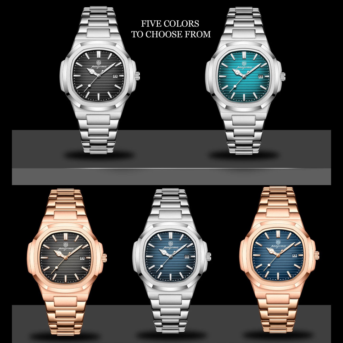 PAAZOMU® Luxury Men's Quartz Mariner Stainless Steel Luminous Watch