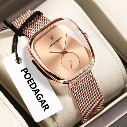 POEDAGAR® Luxury Woman Stainless Steel Quartz Mesh Watch