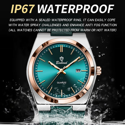 BINBOND® Luxury Emerald Quartz Wrist Watch For Men