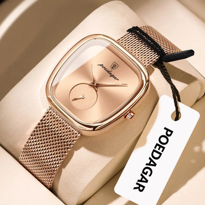 POEDAGAR® Luxury Woman Stainless Steel Quartz Mesh Watch