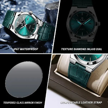 BINBOND® Luxury Emerald Quartz Wrist Watch For Men