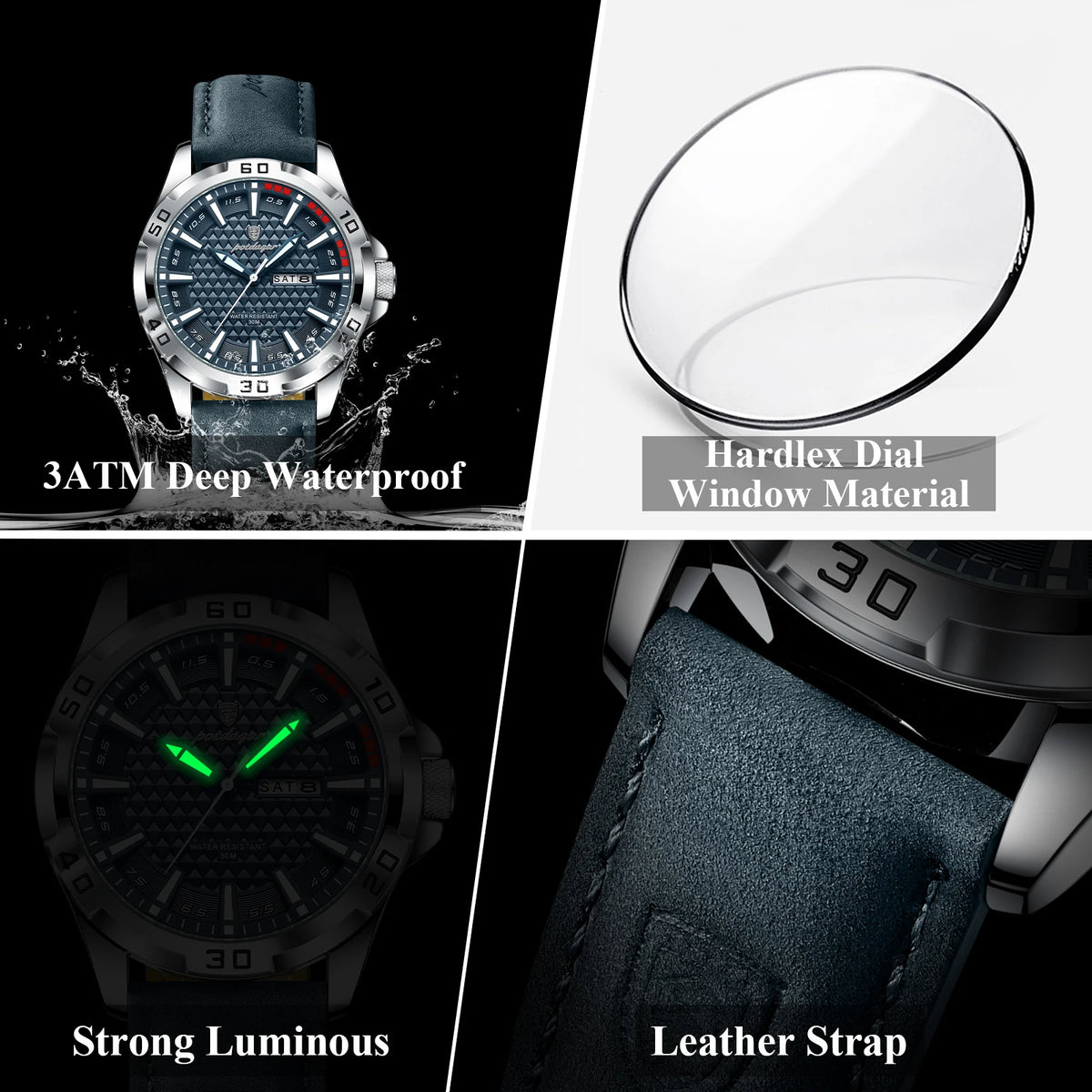 POEDAGAR® Men's luxury Interceptor Quartz Chronograph Casual Watch