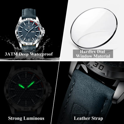 POEDAGAR® Men's luxury Interceptor Quartz Chronograph Casual Watch