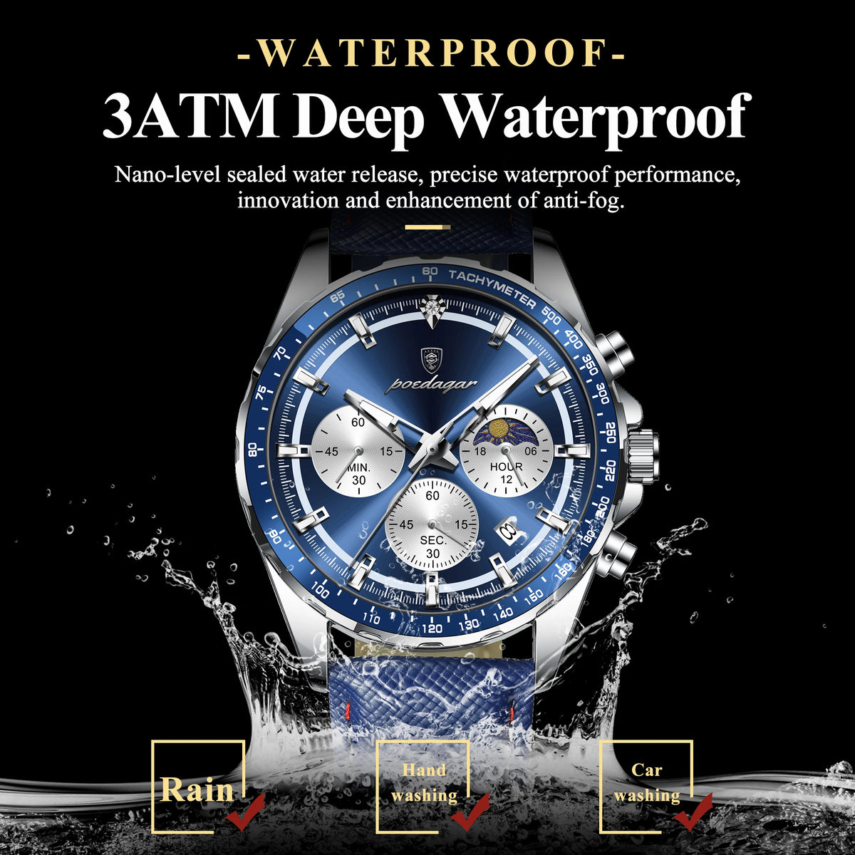 POEDAGAR® luxury Men's Apex Chrono Quartz Sport Watch