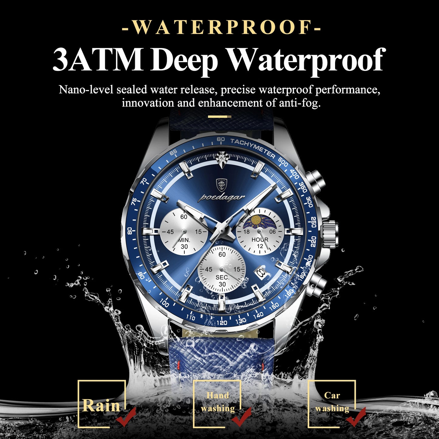POEDAGAR® luxury Men's Apex Chrono Quartz Sport Watch