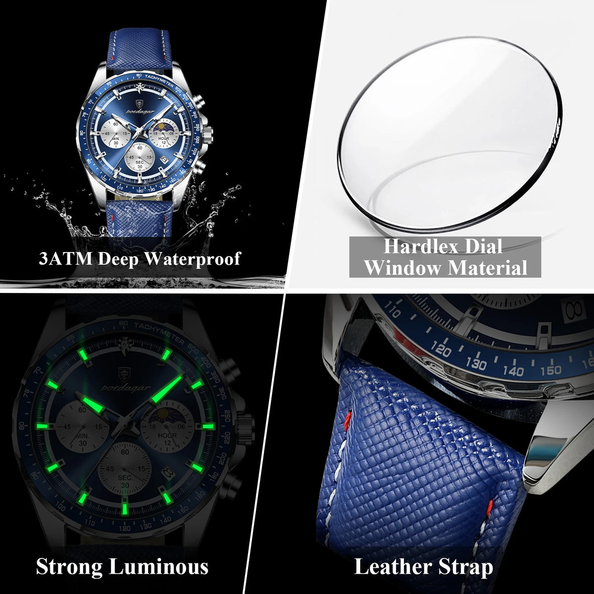 POEDAGAR® luxury Men's Apex Chrono Quartz Sport Watch