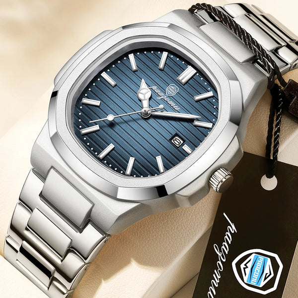 PAAZOMU® Luxury Men's Quartz Mariner Stainless Steel Luminous Watch