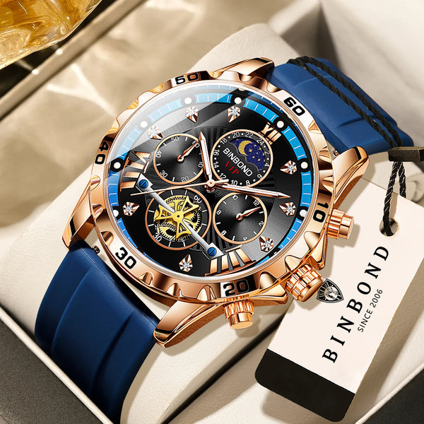 BINBOND® Luxury Quartz Zenith Chronograph Men's Casual Watch