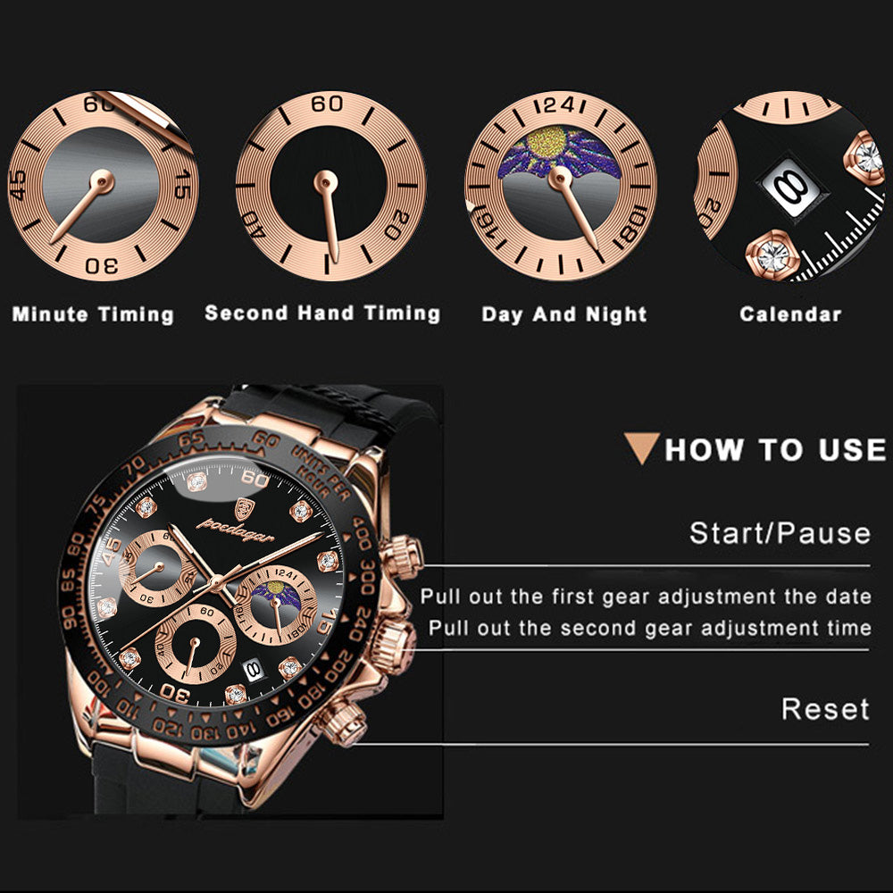 POEDAGAR® Royal Men's Dominator Chrono Quartz Watch